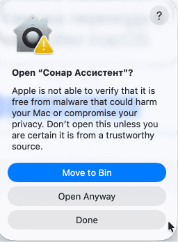 Финальное подтверждение запуска Sonar Assistant